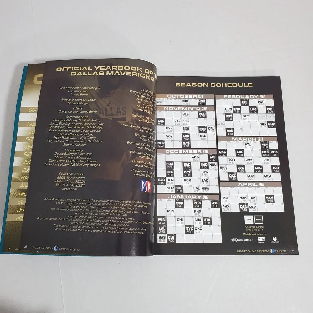 Dallas Mavericks 2016–2017 Official Yearbook–NBA Media‎ Guide–Dirk Nowitzki